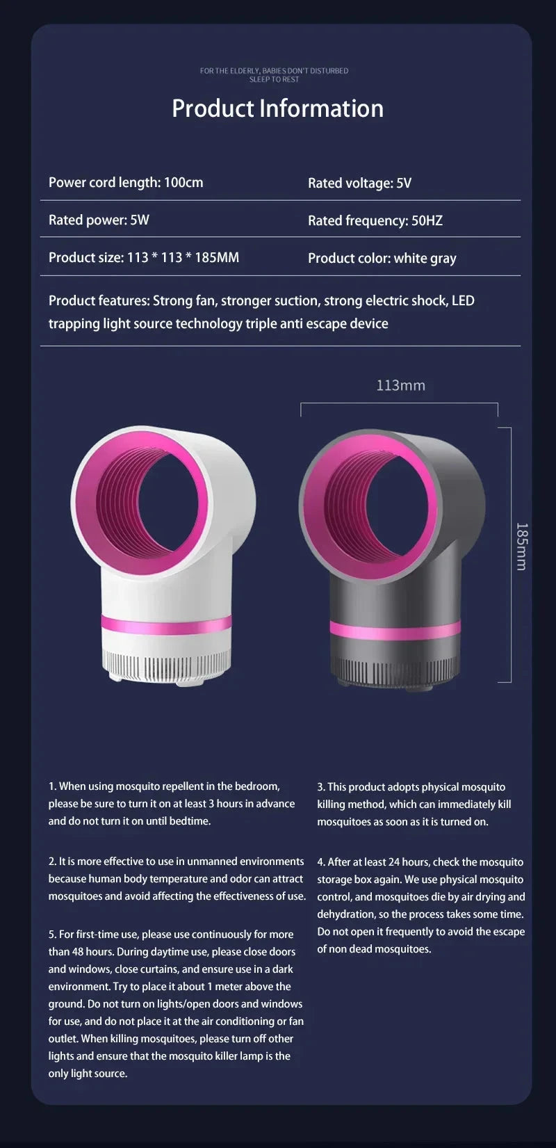 Lámpara antimosquitos , trampa eléctrica para moscas, mata insectos, lámpara enchufada por USB, lámpara antimosquitos silenciosa portátil para exteriores, insecto Viva Shop 888