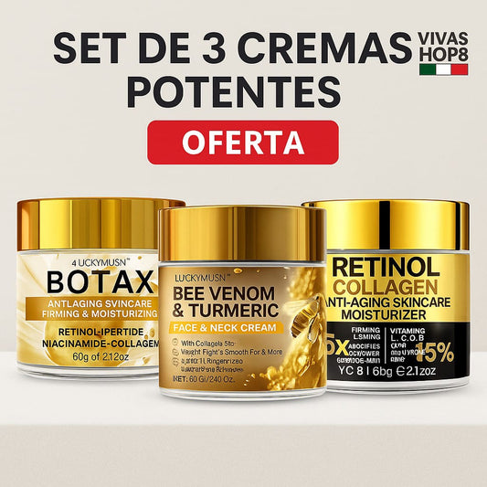 Pack 3 Cremas Potentes Anti-Edad-Botax,Veneno de Abeja y Retinol Viva Shop 888