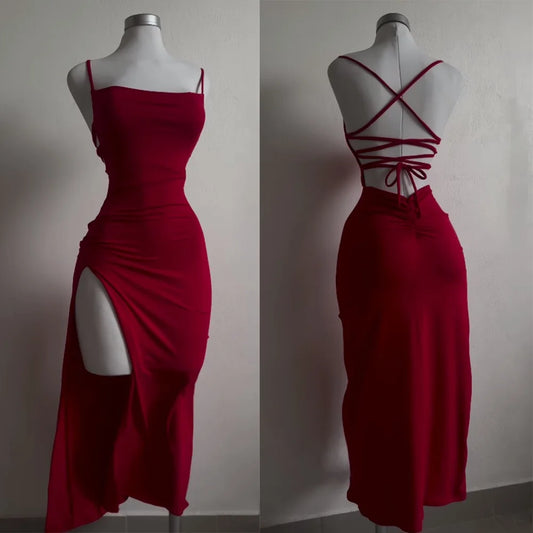 2025 new hot Sale explosive new dress summer high sensibility halter strap Spice Girl bag hip dress